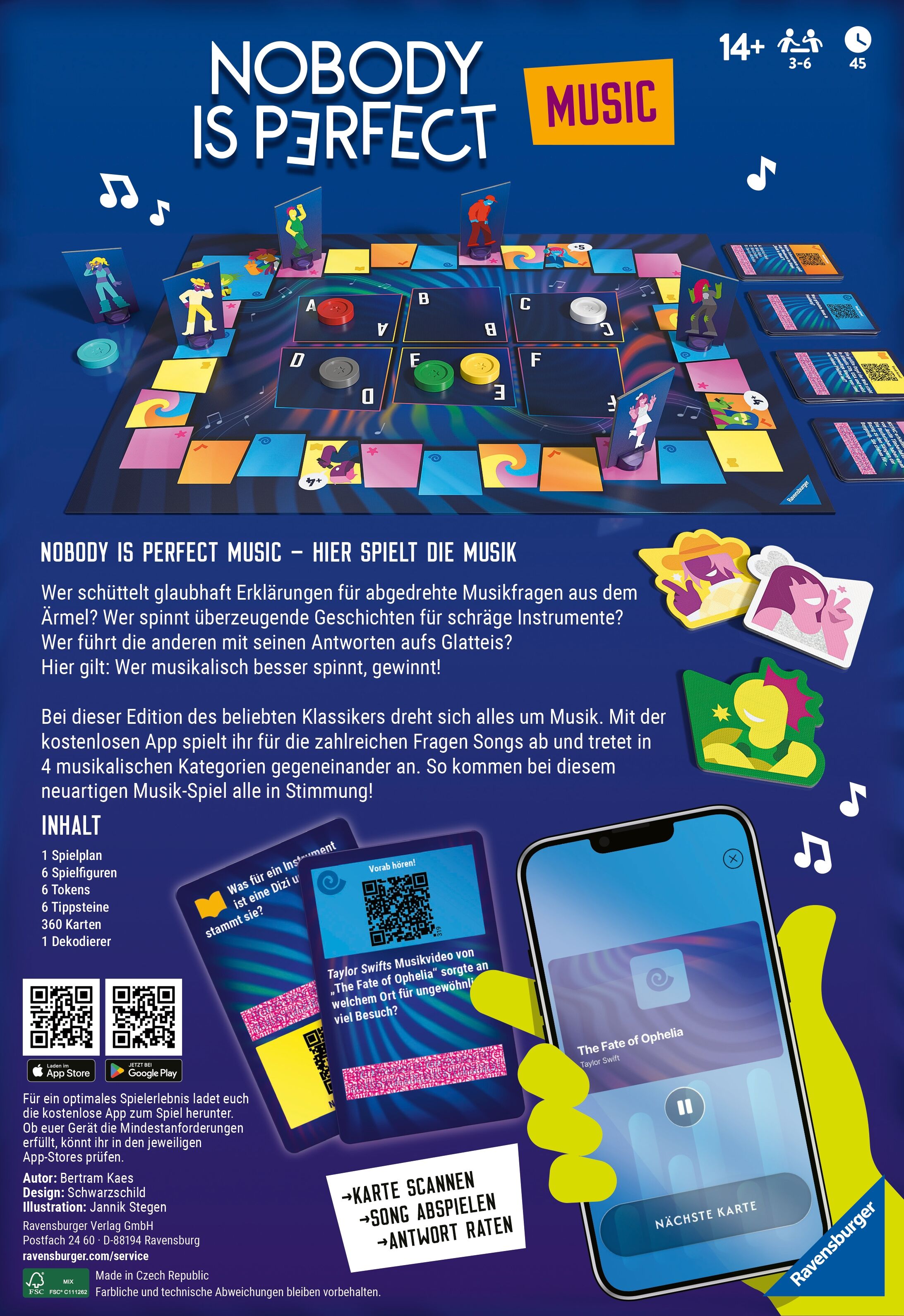 Spiel RAVENSBURGER "Nobody is perfect - Music Edition", bunt, Spiele, Kinder, Spiel, Made in Europe