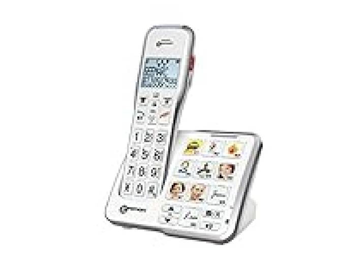 Geemarc Amplidect 595 Photo - Téléphone Fixe Amplifié avec Fonction Appel d’Urgence, Sonnerie Puissante et Touches Photo Personnalisables pour Séniors - Perte Auditive Moyenne ou Sévère - Version FR