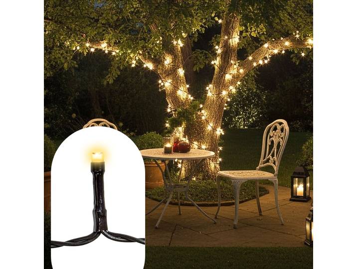 2er-Set LED Lichterkette mit 8 Lichtmodi, warmweiss, 11,2 m, IP44