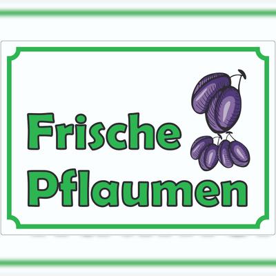 HB-Druck Werbeaufkleber Aufkleber Frische Pflaumen A8 (52x74mm)