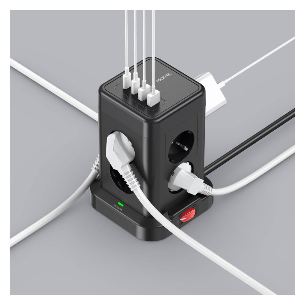 Morre Turmsteckdose 8G 2m 2xUSB-C 2xUSB-A M413 (OTHER)