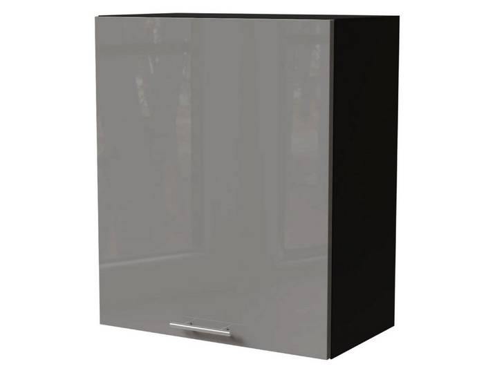 Feldmann-Wohnen Klapphängeschrank Essen (W2/60, 1-türig, 2 Einlegeböden, 1-St., Küchenhängeschrank) 60x32,5x72cm schwarz - grau Hochglanz (ES-W2/60)