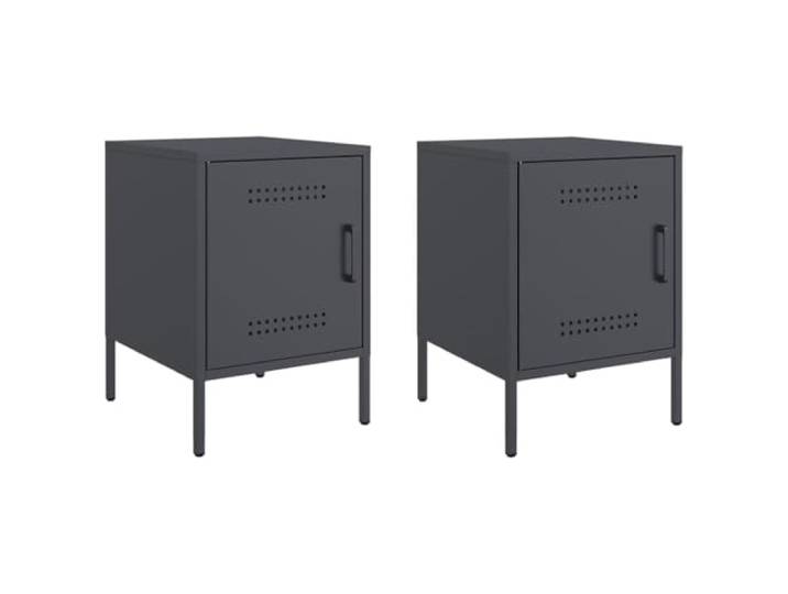 fsahslih Nachttisch 2er Set Anthrazit 36x39x50,5cm Beistelltisch Stahl Industriedesign Nachttisch-Set für Schlafzimmer und Wohnzimmer, pflegeleichtes Metallgestell mit viel Stauraum.