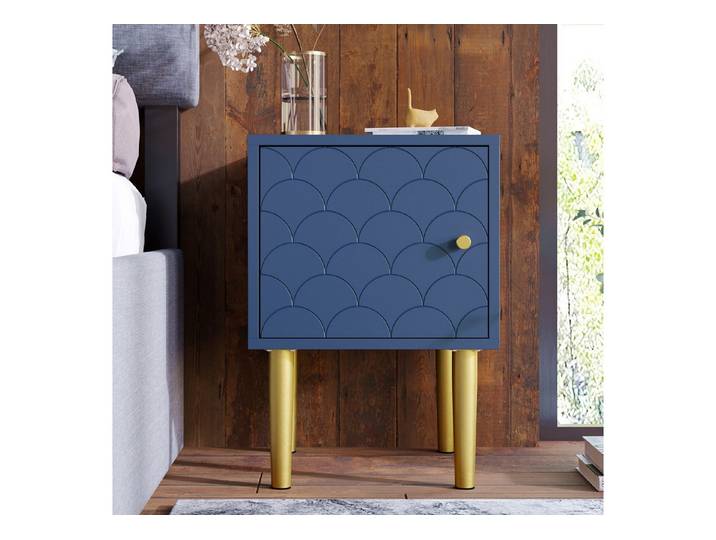 CASSILANDO Nachttisch Marineblau H50/B35/T35 cm passend zu jedem Schlafzimmer