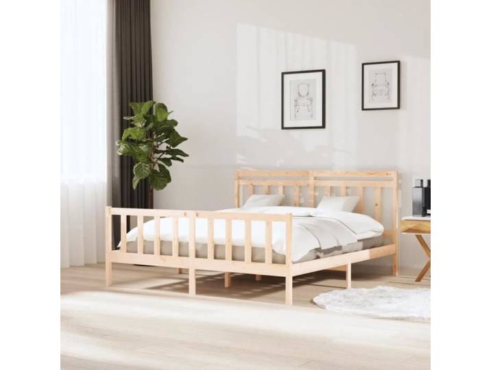 Structure de lit - VIDAXL - Bois massif 180x200 cm Super King - Contemporain - Design - A lattes