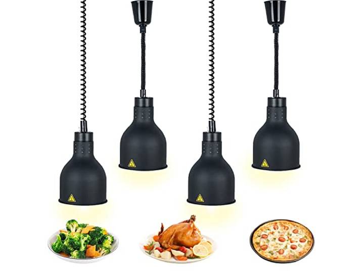 VFDZ Wärmelampe Küche Gastro Einziehbar, Speisenwärmer Lampe Buffet 250W Wärmelampe Gastronomie für Speisen, 25cm Durchmesser Lebensmittel Wärmelampe Küche für Essen Buffet, Restaurant, Hotel