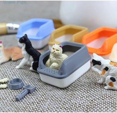 Inspired Finds Mini Dollhouse Cat Litter Box Set With Shovel For 1to12 Miniature Scenes khaki