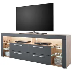 TV Möbel in Grau und Asteiche Optik mit