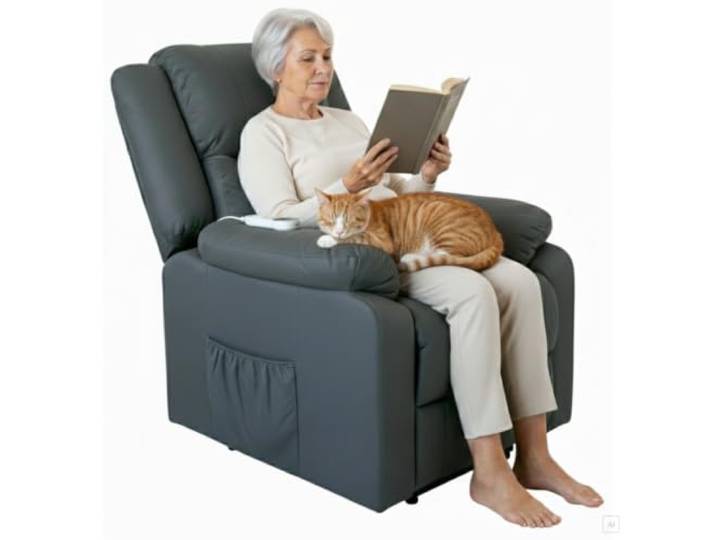 abc HOME Elektrischer Aufstehsessel mit Massage & Heizung – Premium Fernsehsessel mit Digital-Display & USB-C – Relaxsessel mit Liegefunktion bis 150 kg – Technischer Textilstoff