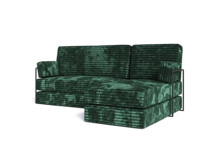 Masseno Schaumstoff-Ecksofas NOTIA mit Metallgestell, Modulares Schlafsofa aus Schaumstoff, Klappbares Bodensofa, Schlaffunktion, Ohne Montage - Grün, TILIA 39