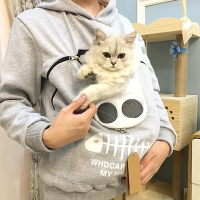 ForAllApparel Pet Pouch Hoodie Gray S