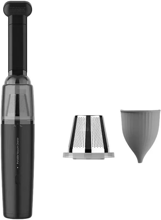 INF Kabelloser Mini-Handstaubsauger – Schwarzes Metallgitter mit Blasdüse