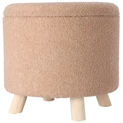 WellHome - Aufbewahrungshocker aus 100 % Polyester, Ø40x37cm, 18L, Farbe Beige