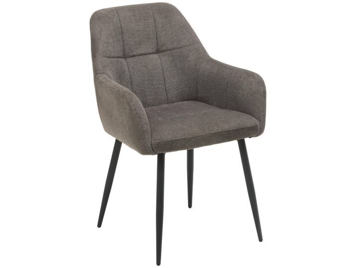Livetastic Armlehnstuhl, Schwarz, Dunkelgrau, Metall, Textil, Rundrohr, 58x88x63 cm, inklusive Armlehnen, Esszimmer, Stuhl, Polsterstühle