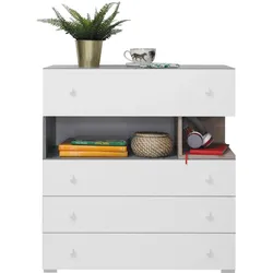 KOMMODE GALIA 85/90/40cm mit 4 Schubladen Türen Weiß