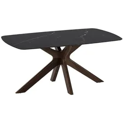 Stones Gemini Fester Tisch mit schwarzer Marmorkeramikplatte und massivem Walnussgestell – Elegantes, modernes Design, 180 x 90 cm – Gemini