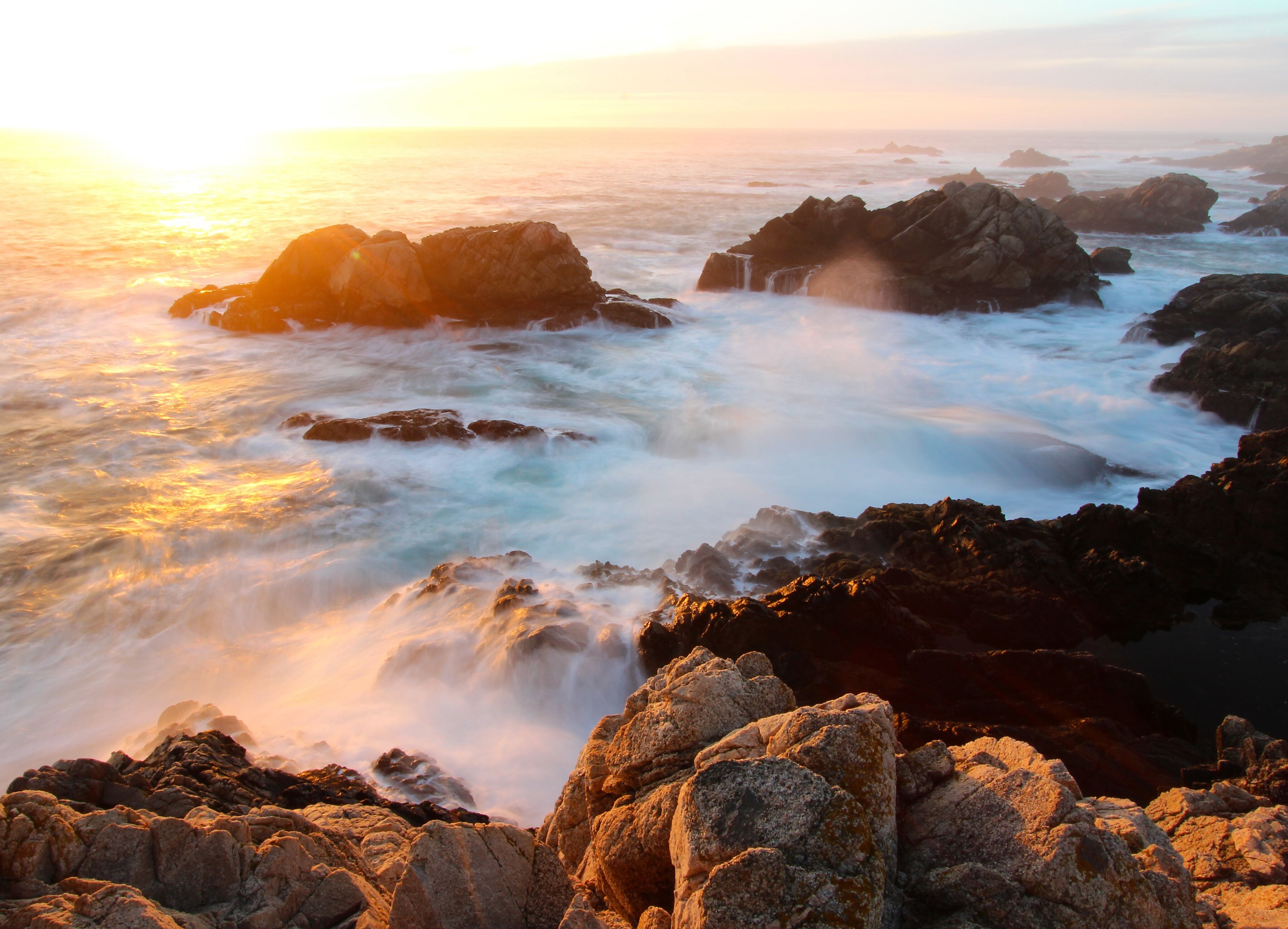 Fototapete PAPERMOON "Sunset on Big Sur Coast", bunt, B:3m L:2,23m, Vlies, Tapeten, Fototapete bunt B/L: 3m x 2,23m, Bahnen: 6 Stk.