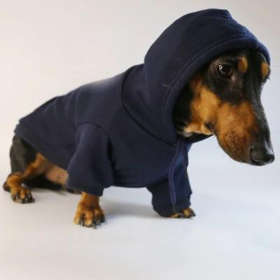 Inspired Finds Cute Sausage Dog Hoodie For Small Dogs Warm Dachshund Pullover Sweater dark Blue xs