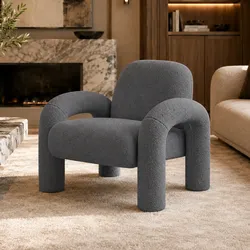 Makika Loungesessel Einzelsofa Lia aus Bouclé in Grau
