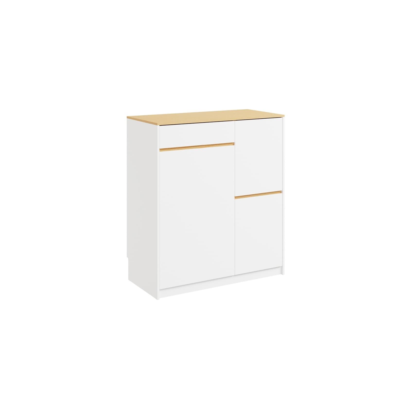 SoBuy Küchenschrank mit 3 Schubladen, Sideboard für Küche, Küchenbuffet Weiß 80x38x90cm Nordisch