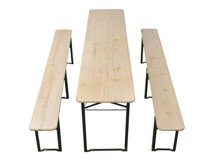 （SOLDES D'été）TABLE 2/4 PERSONNES - Table de brasserie pliable avec 2 bancs 220cm Bois de sapin 6593364