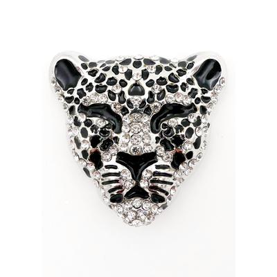Brosche FIRETTI "Schmuck Geschenk Ansteckschmuck Leopard", schwarz (metallfarben, schwarz, weiß, weiß), Broschen, Damen, Metall, Brosche, mit Strasssteinen