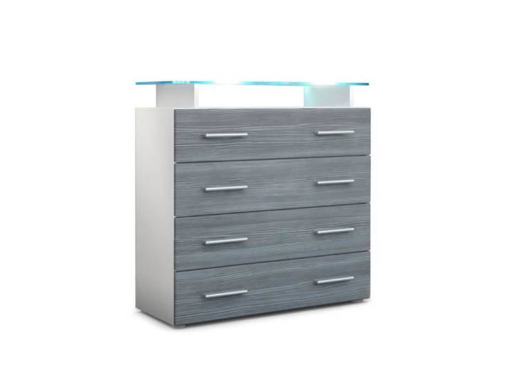 Vladon Commode buffet Pavos V2 en Blanc mat - Avola-Anthracite