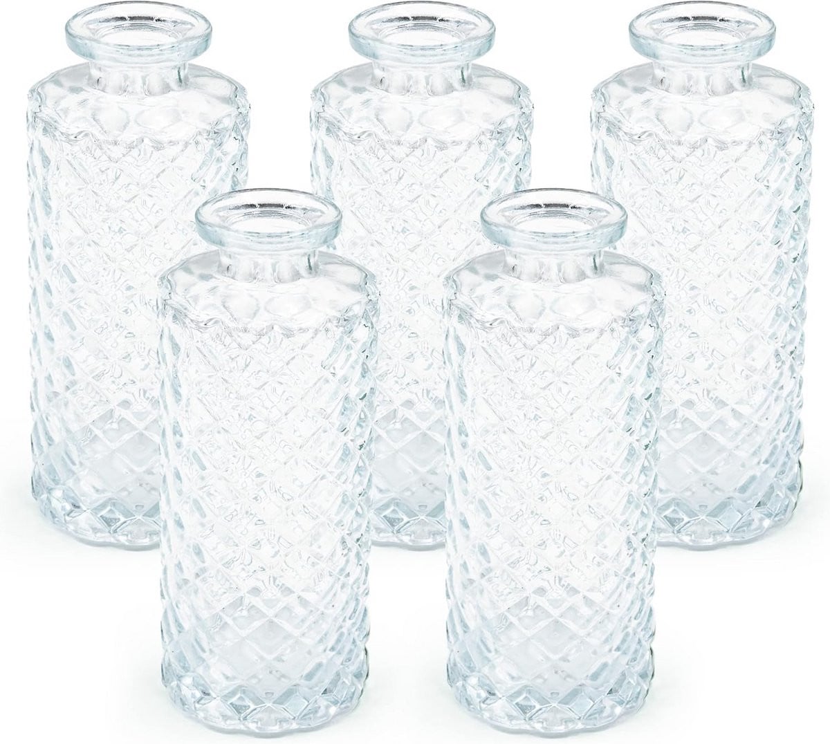 Set van 5 kleine glazen vazen voor tafeldecoratie
