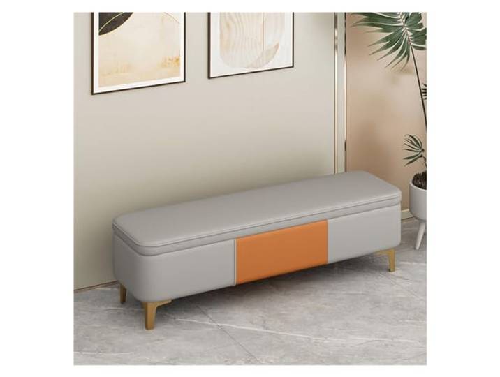 RUNZE765Z Dekorativ Aufbewahrungsbank – Eingangsbank, Schlafzimmerende des Bettes(Grigio,120 * 40 * 40cm)