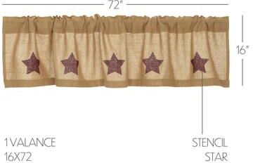 VHC Brands Burlap with Stencil Stars Valance