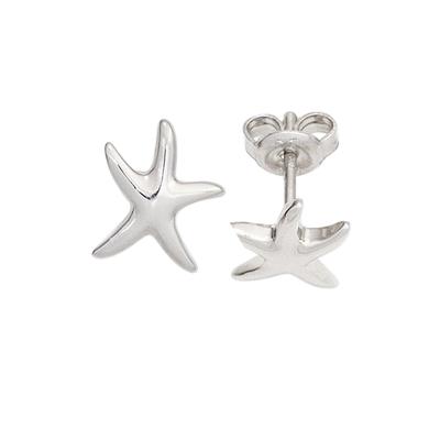 Paar Ohrstecker JOBO "Ohrringe Seestern", silber (silber 925), Ohrringe, Damen, Silber 925 (Sterlingsilber), 925 Silber rhodiniert