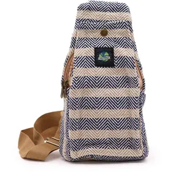 Body Cross Bag Natural Cotton - Tan & Navy