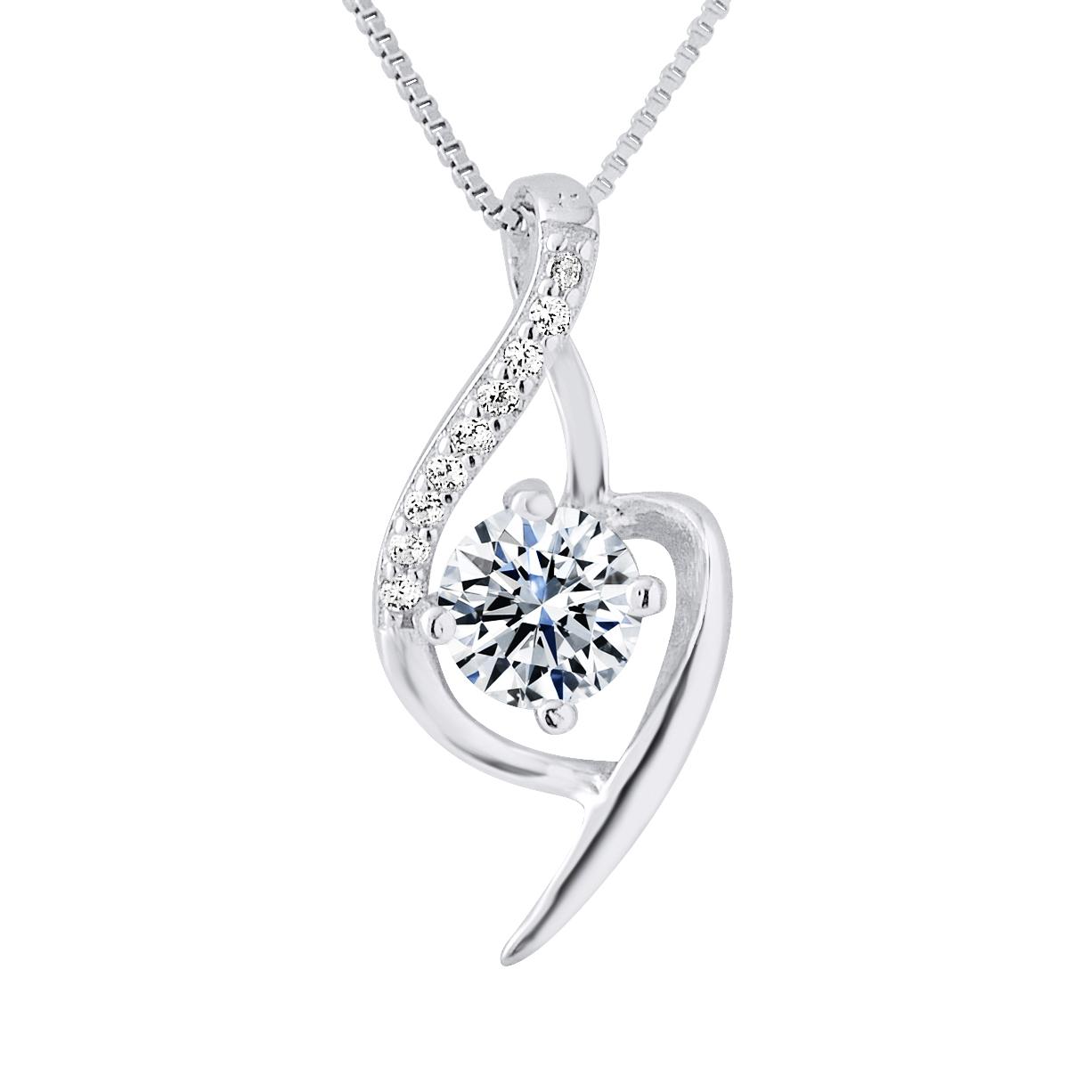 Solitaire fancy hanger zirkonium 925 zirkoniumoxide wordt geleverd met een ketting aangeboden