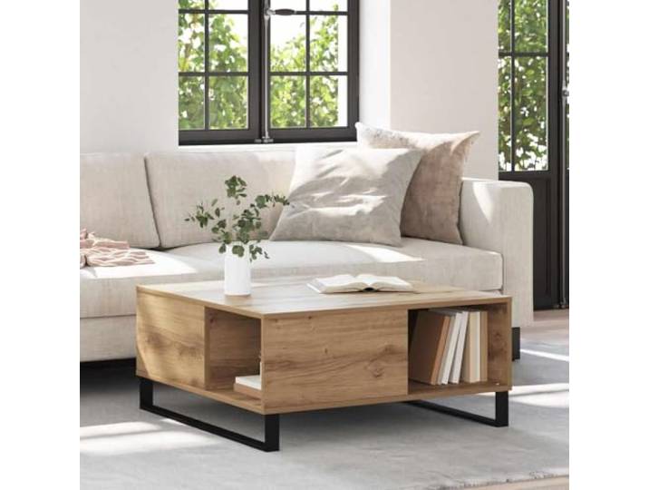 TEKGHUT Couchtisch Artisan-Eiche 80x80x36,5cm Holzwerkstoff mit Stahlbeinen Kratzfeste Oberfläche, robuste Stahlbeine, platzsparendes Design, einfache Montage, zeitgenössischer Stil