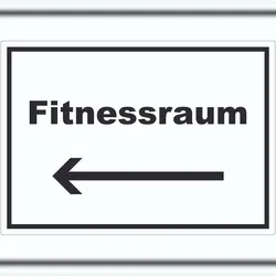 HB-Druck Fitnessraum Aufkleber mit Text und Richtungspfeil links Sport Fit waagerecht A2 (420x594mm)