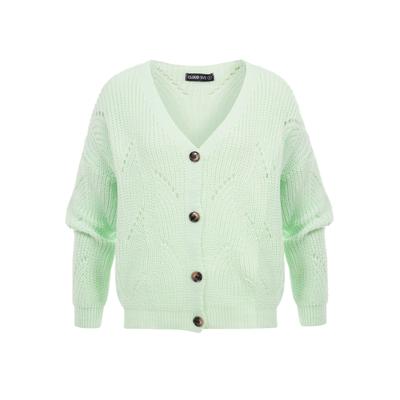 Cardigan CLOUD 5IVE "CLOUD 5IVE Knit Cardigan with buttons", Damen, Gr. XL, light grün, 100% Polyacryl, unifarben, normal, V-Ausschnitt, Strickjacken