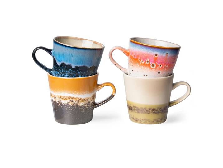 HKliving - 70's Americano Tassen, 270 ml, pegasus (4er-Set)