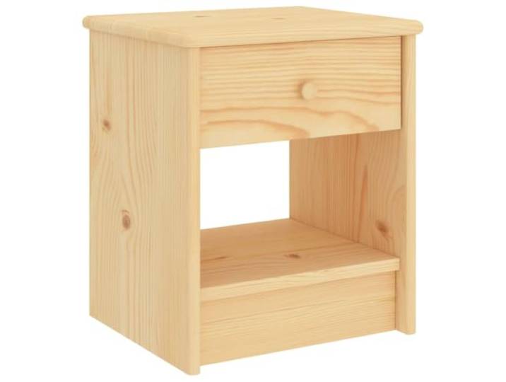 fsahslih Nachttisch Massivholz Kiefer Natur 35x30x40 cm Nachtschrank Kompakter Nachttisch für Schlafzimmer mit Schublade und offener Ablage aus naturbelassenem Kiefernholz