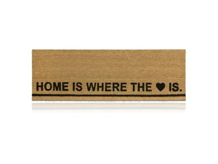 Relaxdays Paillasson Long 120x40 cm Fibres de Coco Tapis de Sol Home is Where The Heart is intérieur extérieur Dessous antidérapant\, Nature