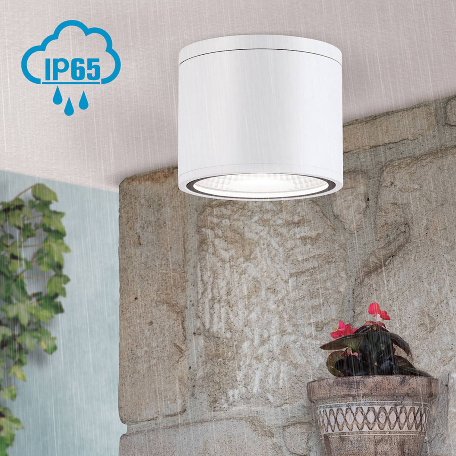 Orion LED-Deckenstrahler Sputnik IP65 Ø 14,5 cm weiß, weiß / opal, für Badezimmer, Aluminium, Modern,