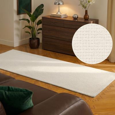 Wollteppich HANSE HOME "Eloise", creme, B:80cm H:17mm L:250cm, Wolle, Teppiche, Wolle, Naturteppich, Handgemacht, Wohnzimmer, Schlafzimmer, Hygge