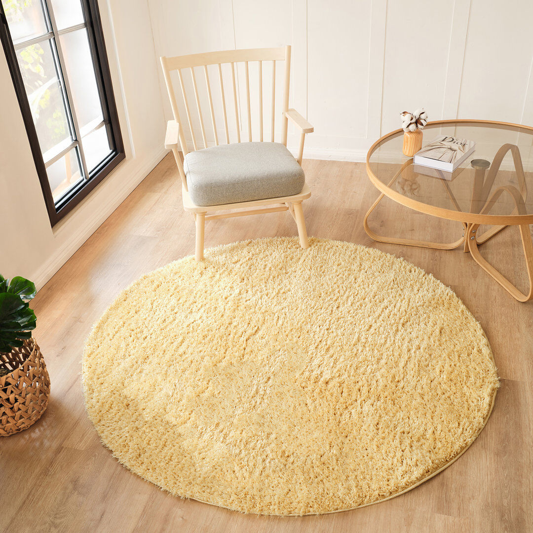 Brayden Studio Astri Area Rug Yellow Round 160cm