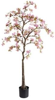 Garvee 4.6 Ft Artificial Begonia Flower Tree in Pot, Silk Faux Plant