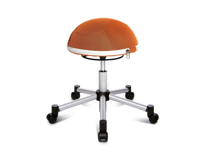 Bürohocker Topstar Sitness Half Ball Orange/Silbergrau, Teppichrollen, Dynamisches Sitzen - optimal für gesundes Sitzen