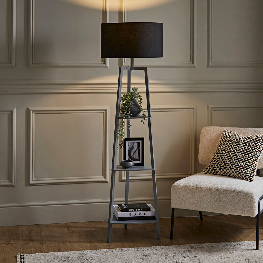 Latitude Run Aidrian 155cm Tripod Floor Lamp Grey/Black 155cm H X 39cm W X 39cm D