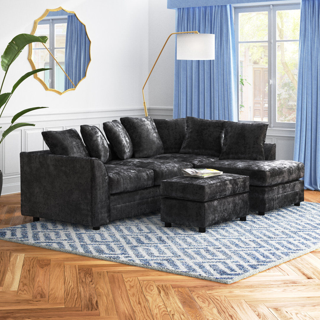 Etta Avenue Romelia 2 Piece Velvet Standard Living Room Set Black 2