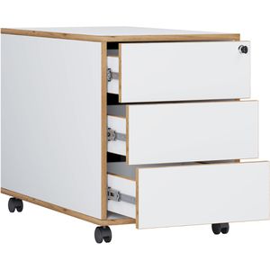 VCM Rollcontainer Salia 920746, aus Holz, weiß, mit 3 Schubladen, abschließbar