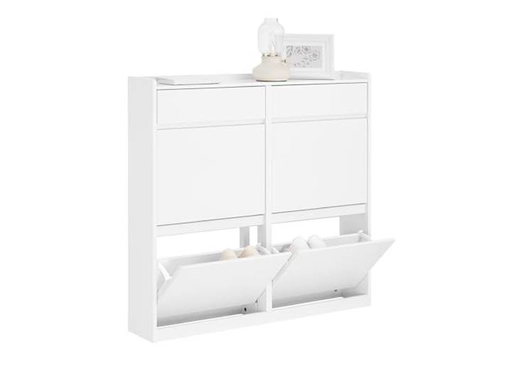 SoBuy Schuhschrank schmal mit 4 Klappen 98x95x19cm für Flur