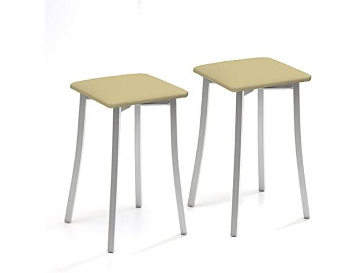 ASTIMESA Zwei Küchenhocker, Design Kunstleder, beige, Sitzhöhe 45 cm (TABPIBE)