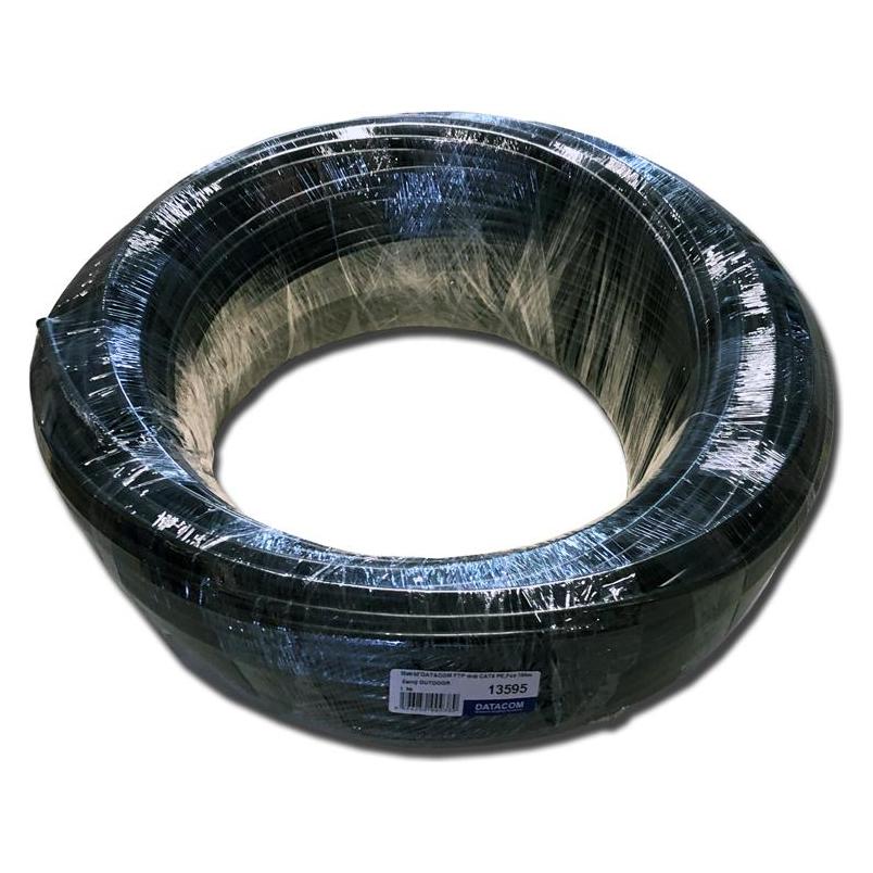 Datacom FTP drát CAT6 PE,Fca 100m cívka,černý,OUTDOOR, metráž (F/UTP, CAT6, 100 m) (13595)